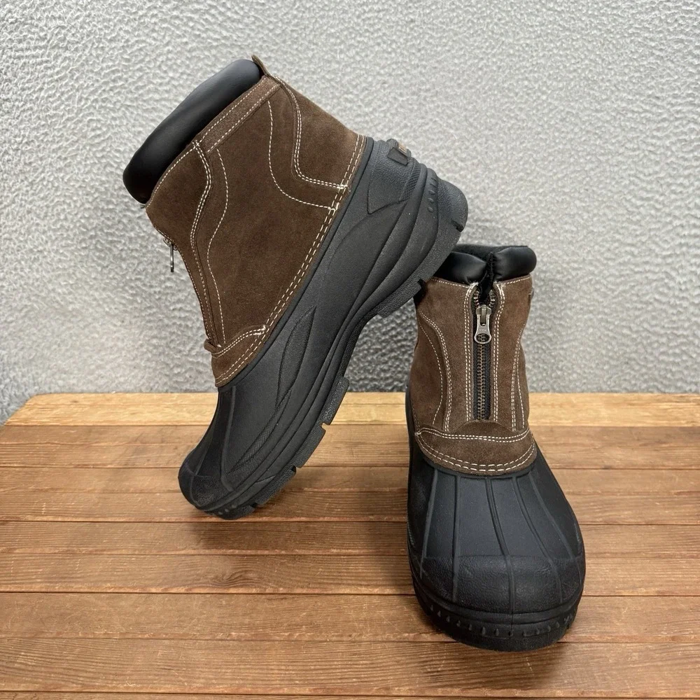 Tamarack Boots Mens 12 Brown Black 400G Front Zip Waterproof Insulated Outdoors
